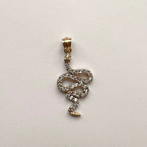 14k Real Yellow Gold Snake Charm Pendant | Streetwear Snake Pendant Snak…